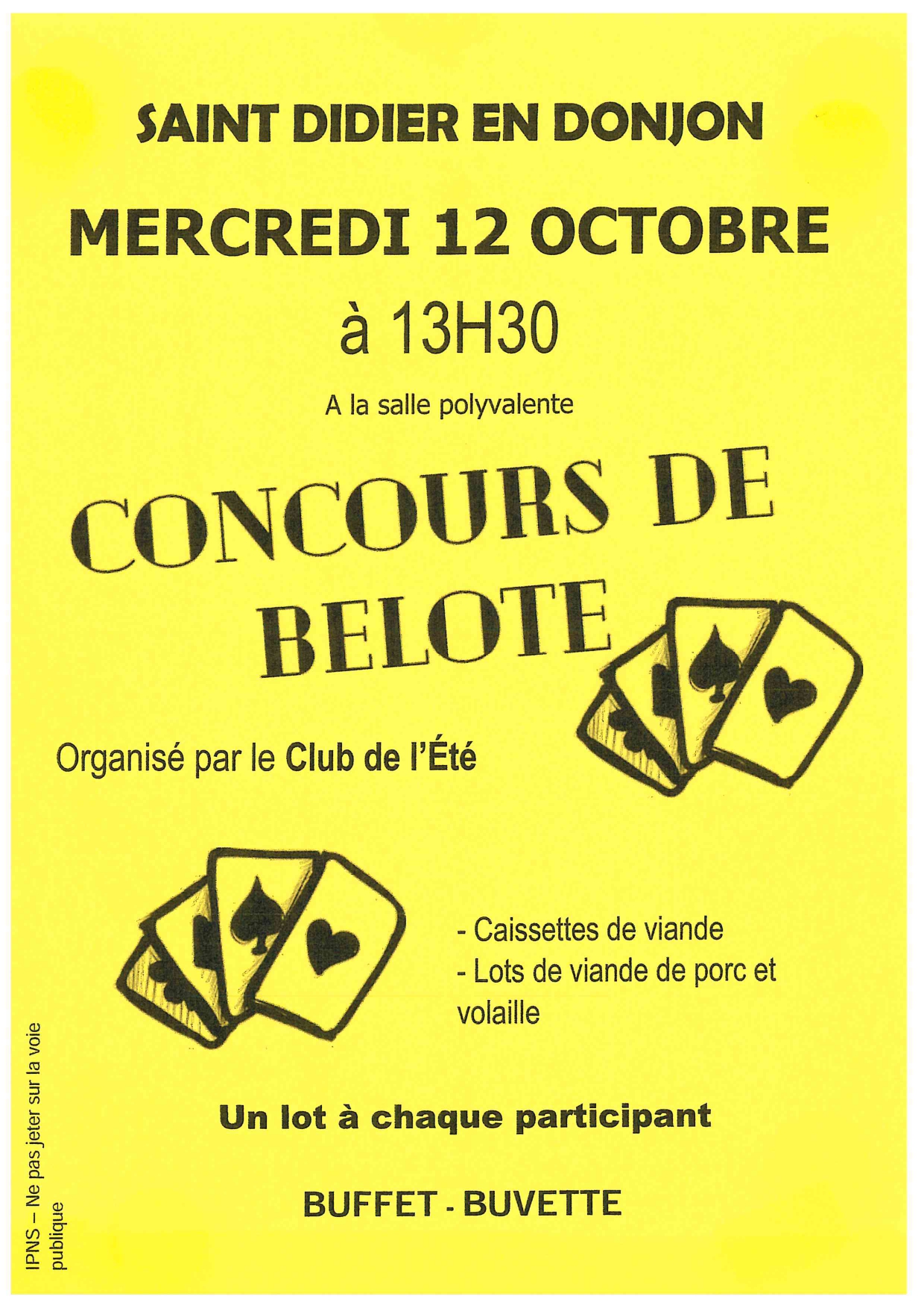 Belote club des Ainés - Mercredi 12 octobre